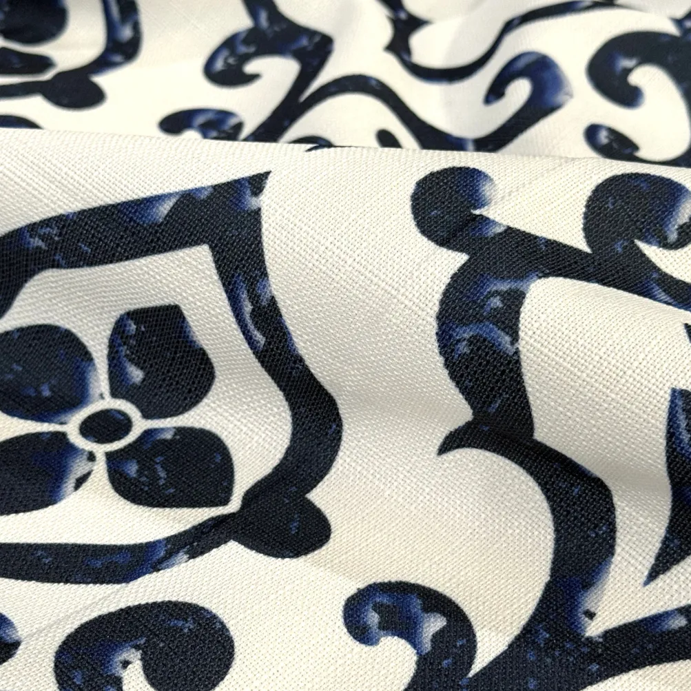 Portofino (Slub Print) Table Linen in Navy