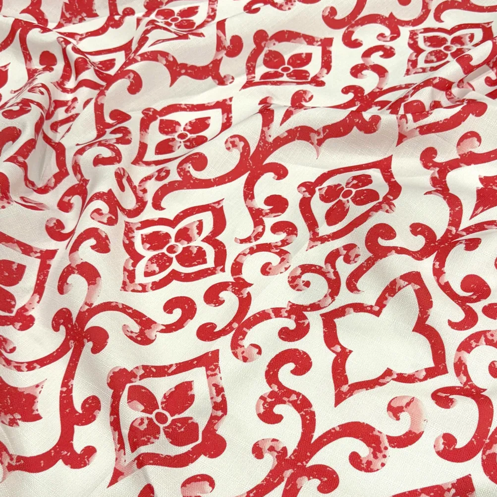 Portofino (Slub Print) Table Linen in Red