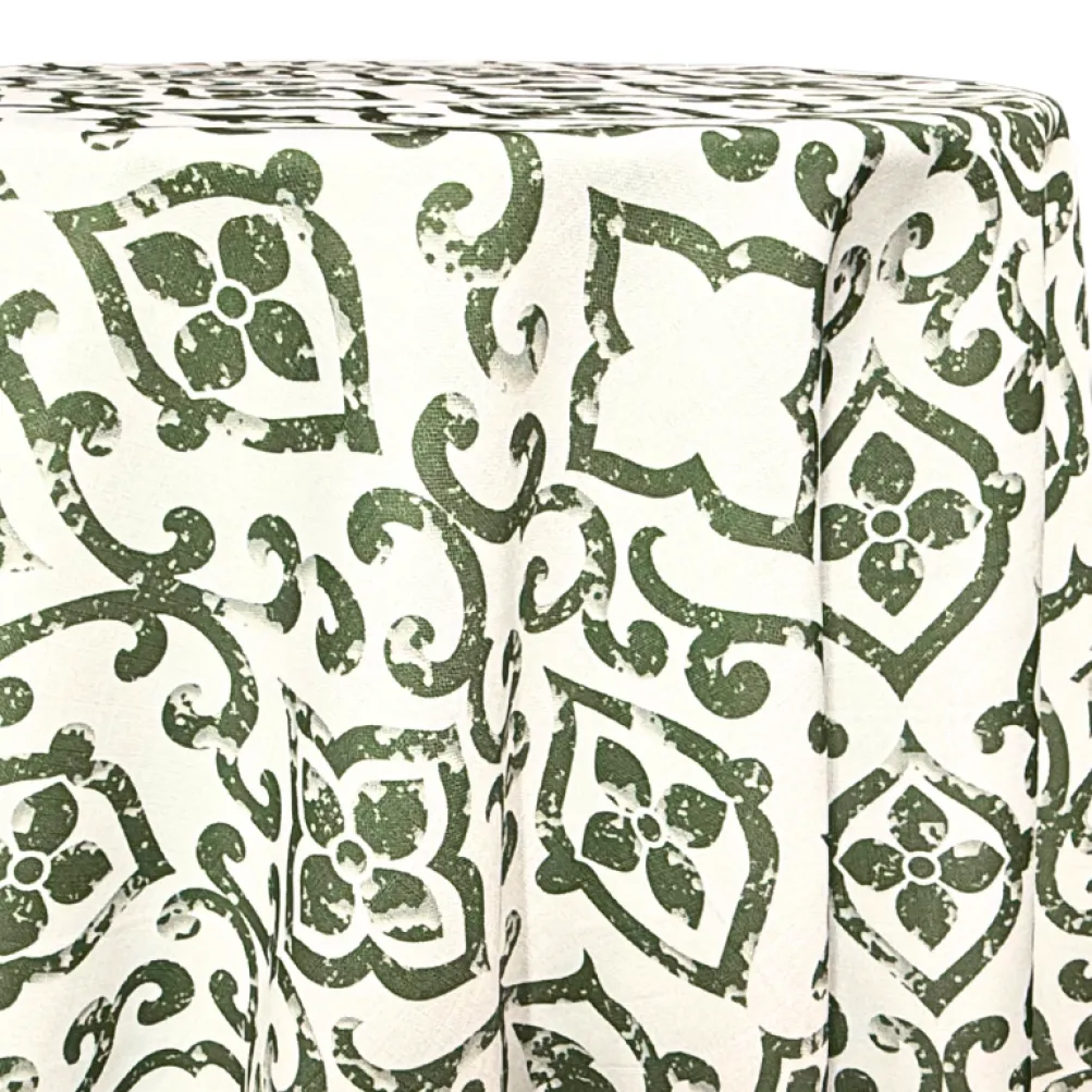 Portofino (Slub Print) Table Linen in Willow Green