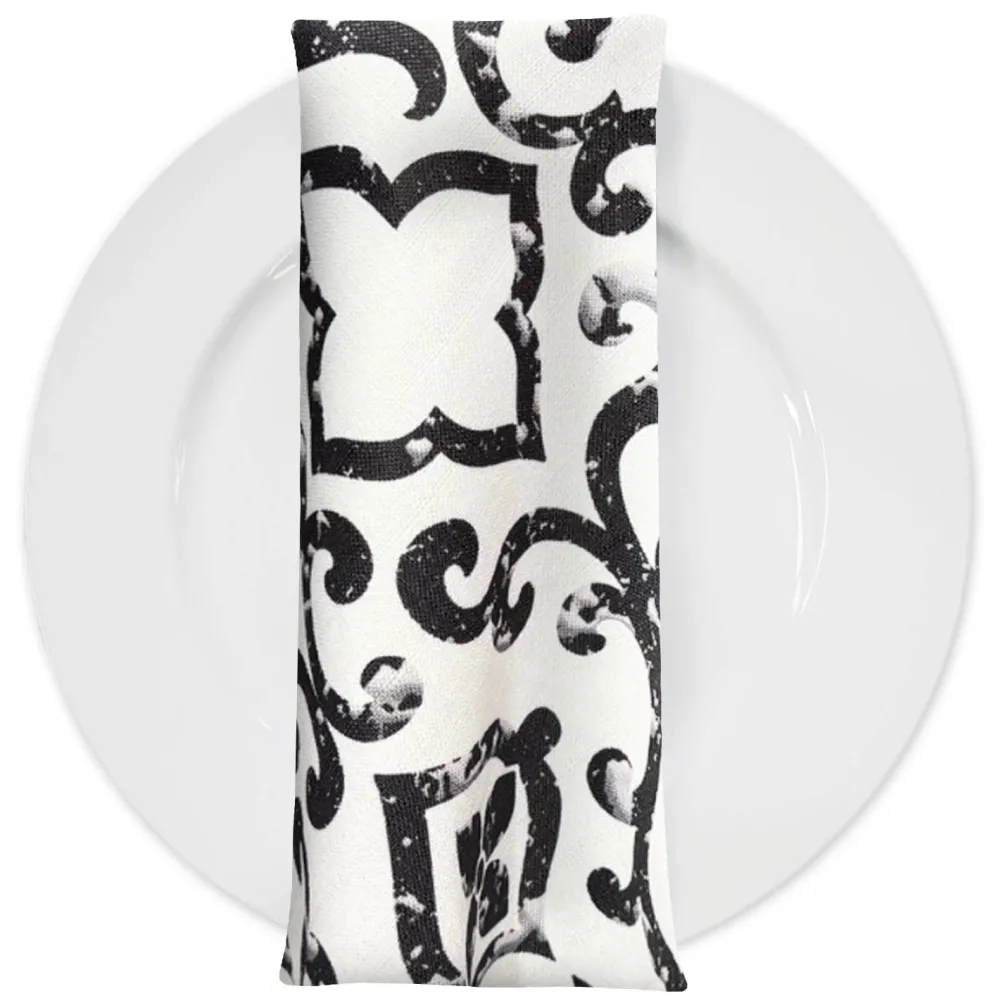 Portofino (Slub Print) Table Napkin in Black