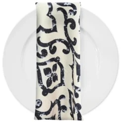 Portofino (Slub Print) Table Napkin in Black / Taupe