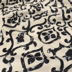 Portofino (Slub Print) Table Napkin in Black / Taupe
