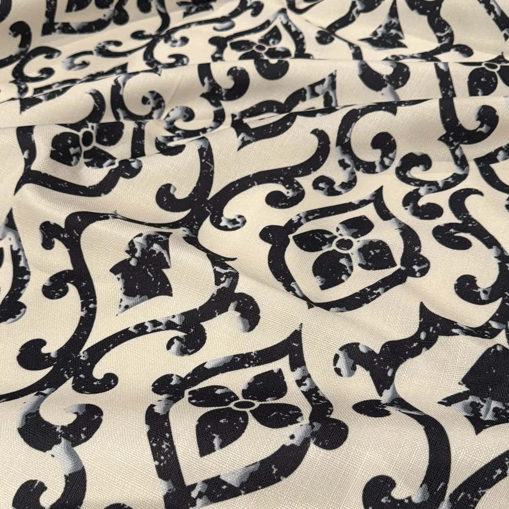 Portofino (Slub Print) Table Napkin in Black / Taupe