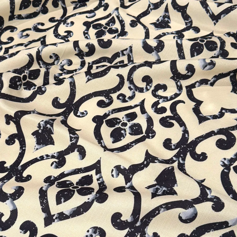 Portofino (Slub Print) Table Napkin in Black / Taupe