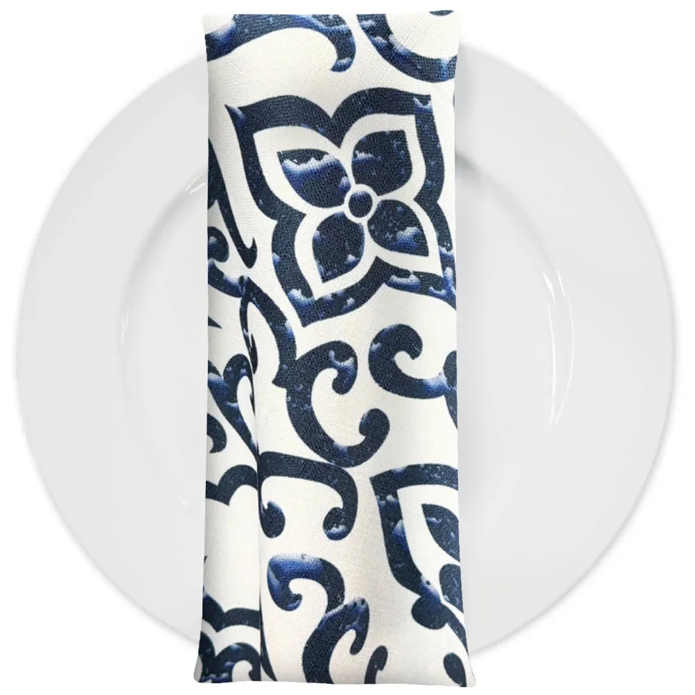 Portofino (Slub Print) Table Napkin in Navy