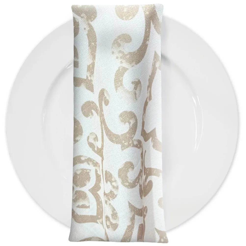 Portofino (Slub Print) Table Napkin in Taupe