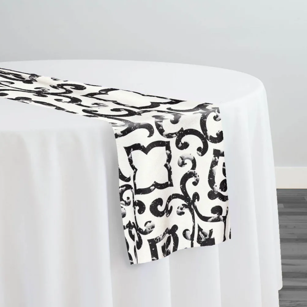 Portofino (Slub Print) Table Runner in Black