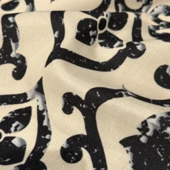 Portofino (Slub Print) Table Runner in Black / Taupe