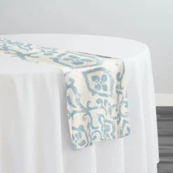 Portofino (Slub Print) Table Runner in Lt Blue