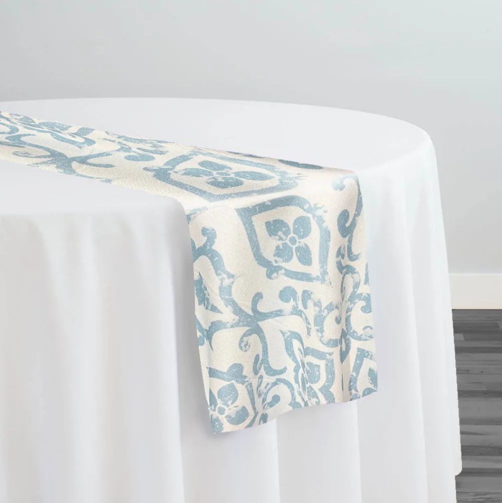 Portofino (Slub Print) Table Runner in Lt Blue