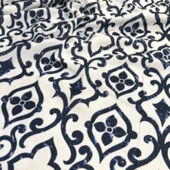 Portofino (Slub Print) Table Runner in Navy