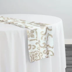 Portofino (Slub Print) Table Runner in Taupe