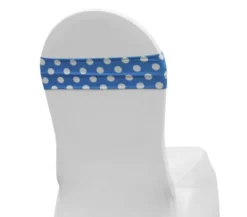 Premium Spandex Chair Band in Polka Dot Turquoise/White