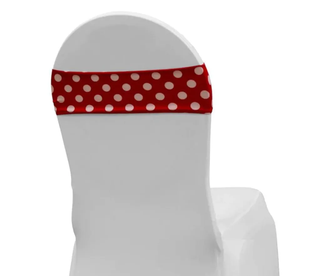 Premium Spandex Chair Band in Polka Dot Red/White