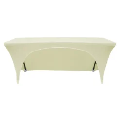 Premium Spandex (6'x18" w/ Side Open) Banquet Table Cover in Ivory