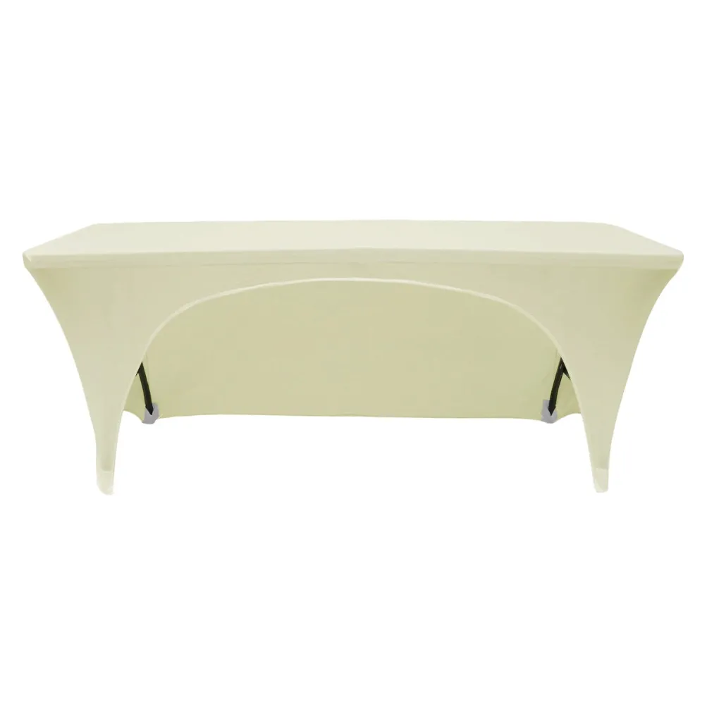 Premium Spandex (6'x18" w/ Side Open) Banquet Table Cover in Ivory