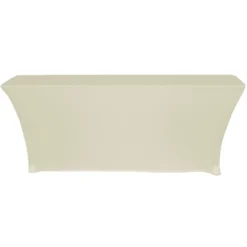 Premium Spandex (6'x18" w/ Side Open) Banquet Table Cover in Ivory