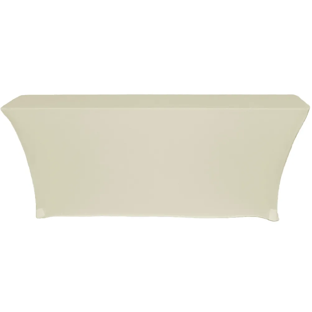 Premium Spandex (6'x18" w/ Side Open) Banquet Table Cover in Ivory