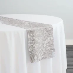 Regency Damask Sheer Table Runner in Silver