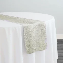 Regency Damask Sheer Table Runner in Ivory