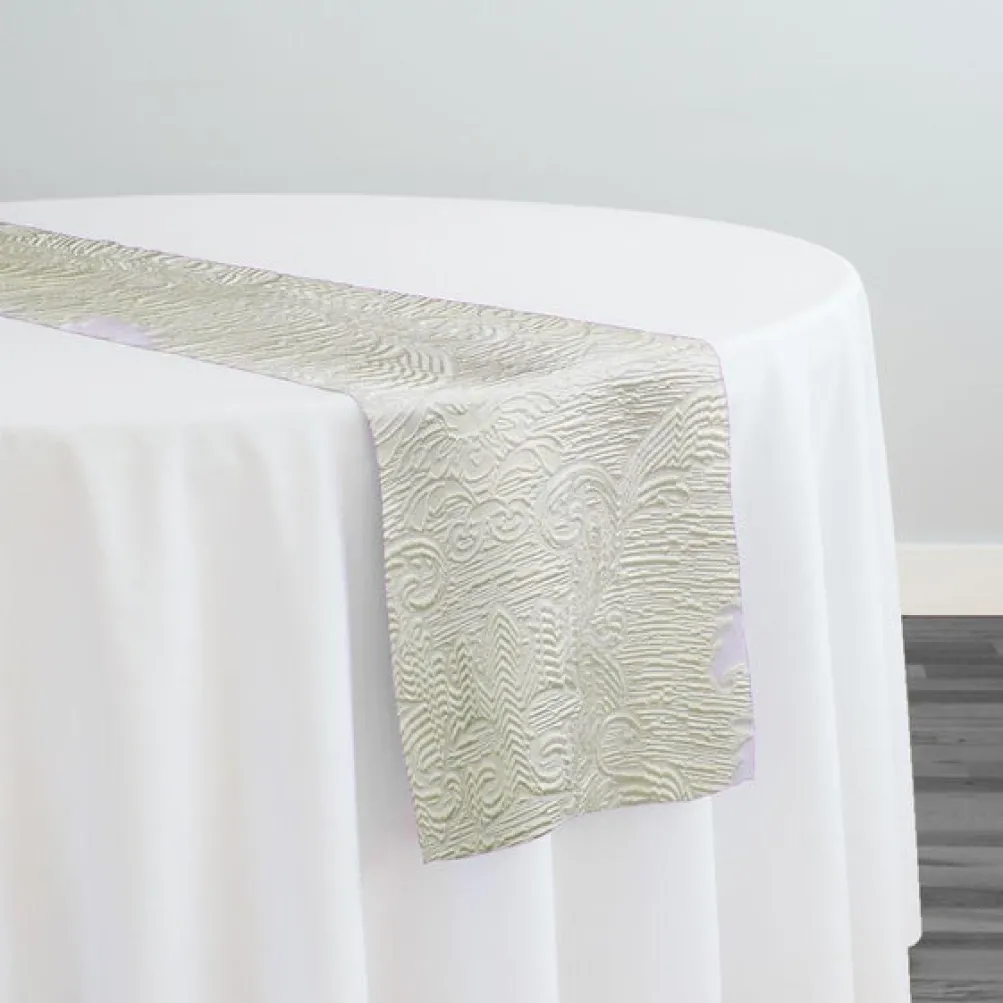 Regency Damask Sheer Table Runner in Ivory