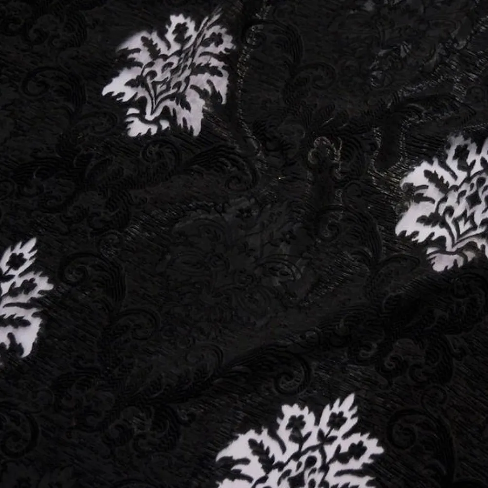 Regency Damask Sheer Table Runner in Black