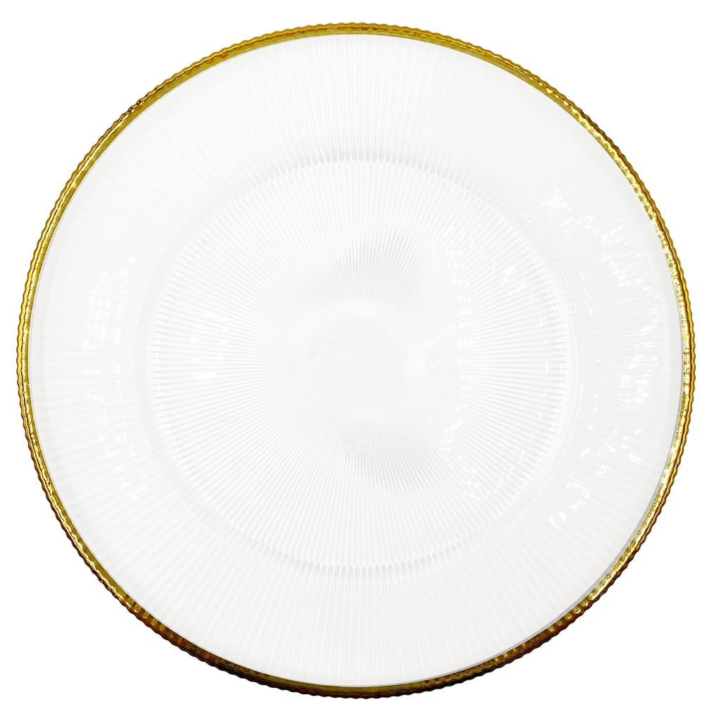 Ribbed Halo - Glass Charger Plate in Gold (Item # 0240)