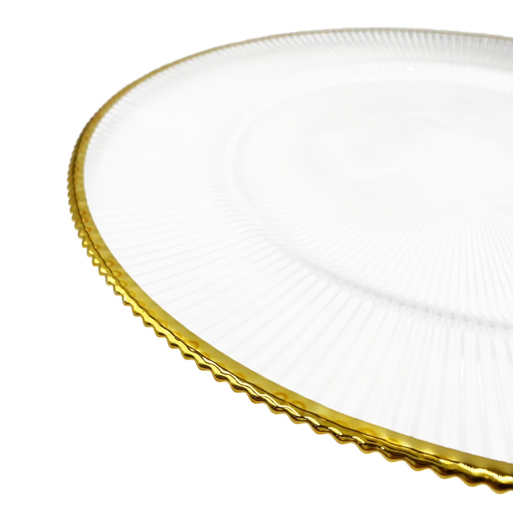Ribbed Halo - Glass Charger Plate in Gold (Item # 0240)