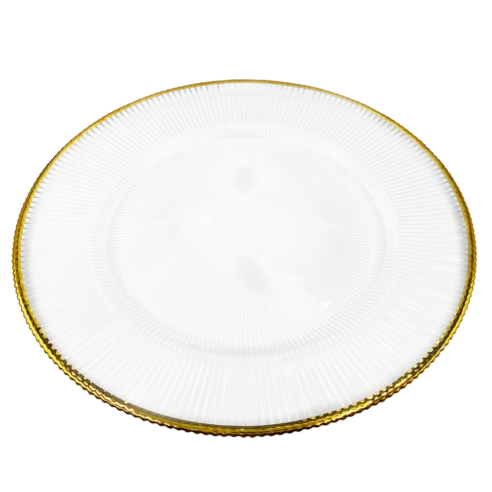 Ribbed Halo - Glass Charger Plate in Gold (Item # 0240)