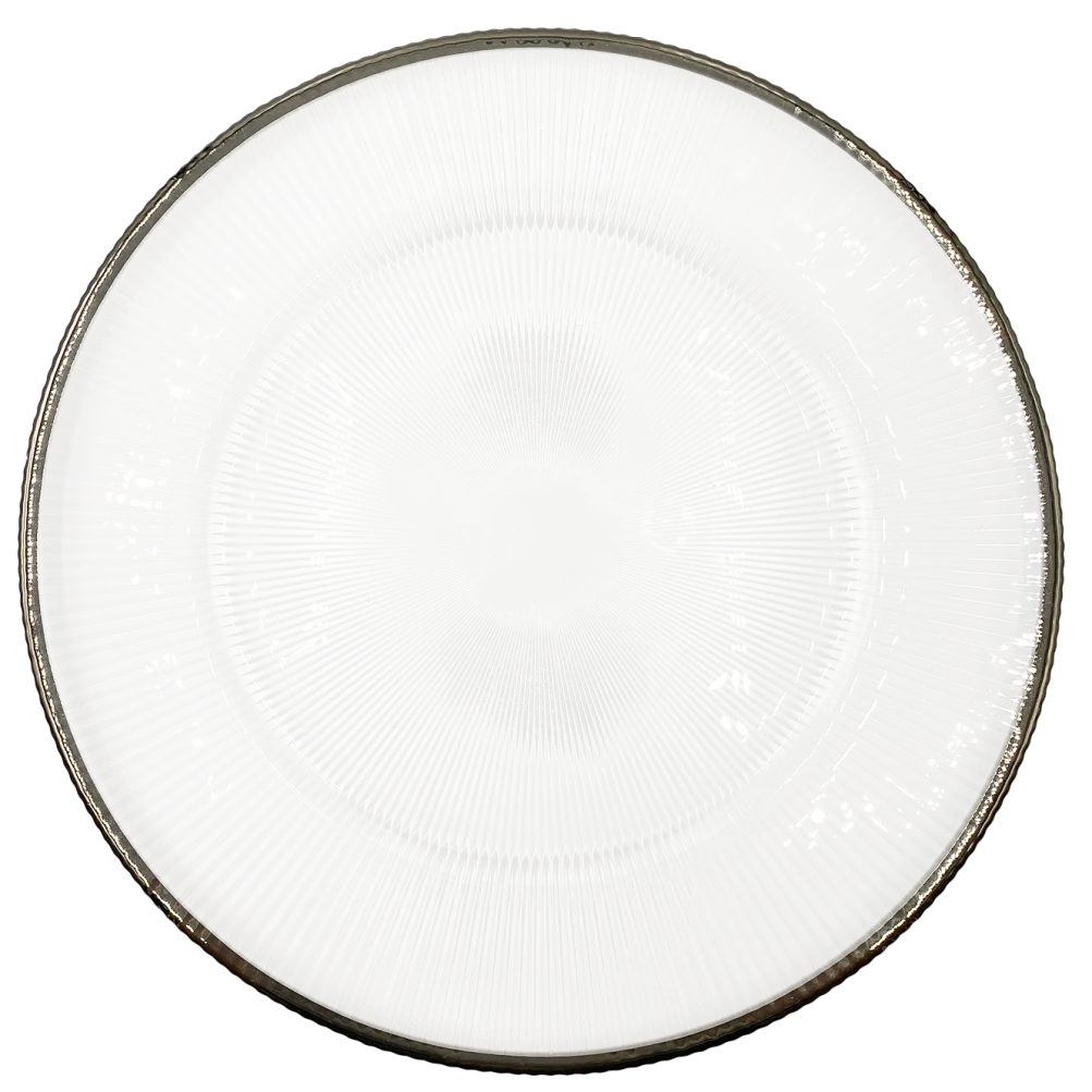 Ribbed Halo - Glass Charger Plate in Silver (Item # 0240)