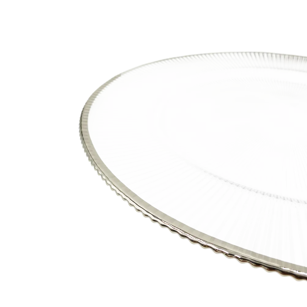Ribbed Halo - Glass Charger Plate in Silver (Item # 0240)