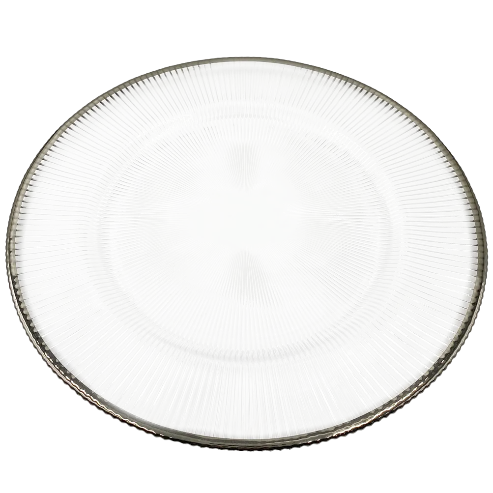 Ribbed Halo - Glass Charger Plate in Silver (Item # 0240)
