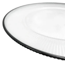 Ribbed Halo - Glass Charger Plate in Black (Item # 0240)