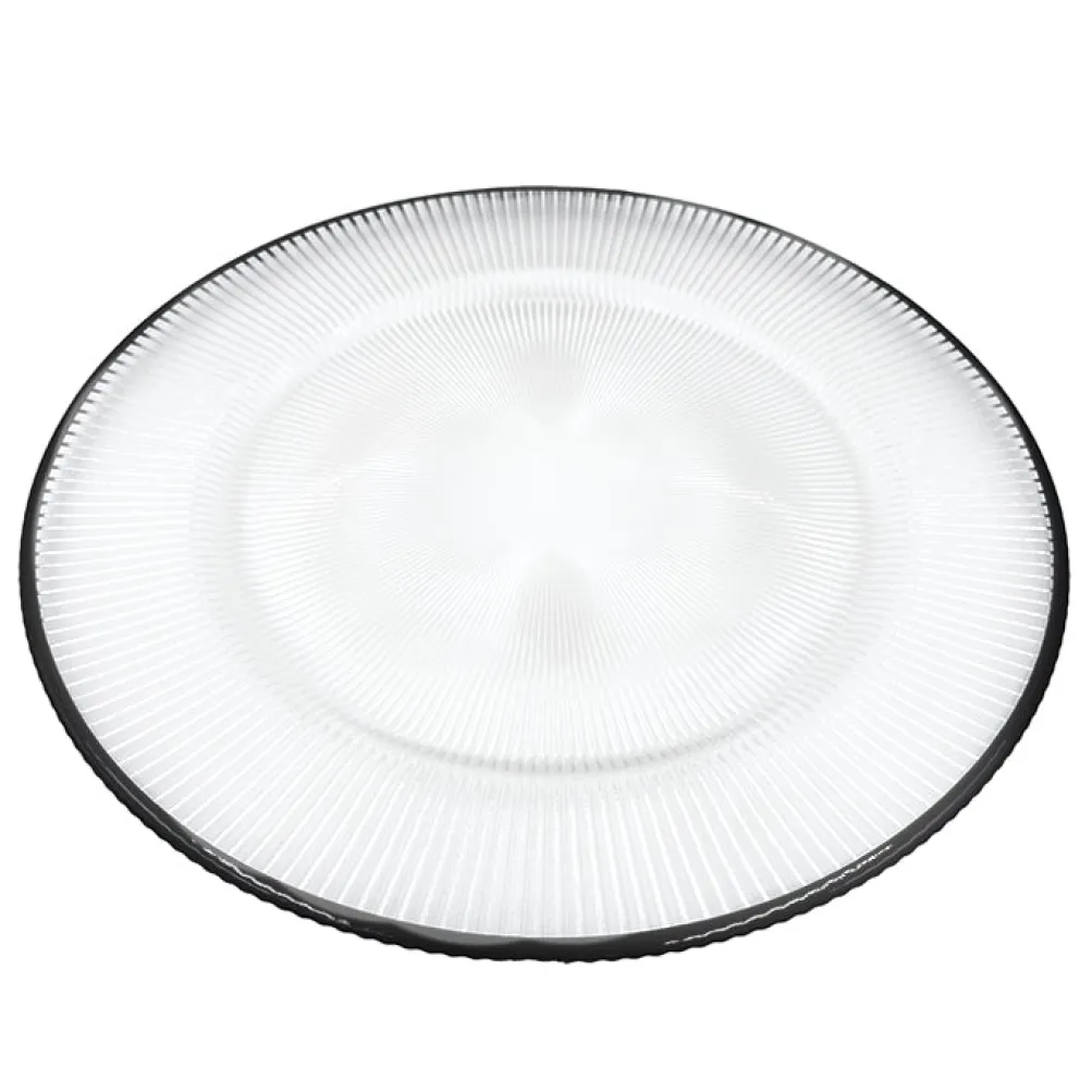 Ribbed Halo - Glass Charger Plate in Black (Item # 0240)