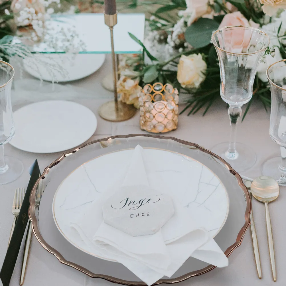 Ribbon - Glass Charger Plate in Rose Gold (Item # 0296)