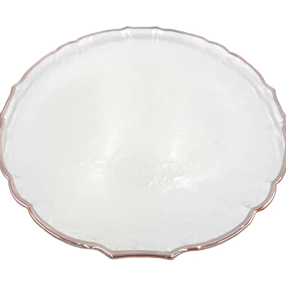 Ribbon - Glass Charger Plate in Rose Gold (Item # 0296)
