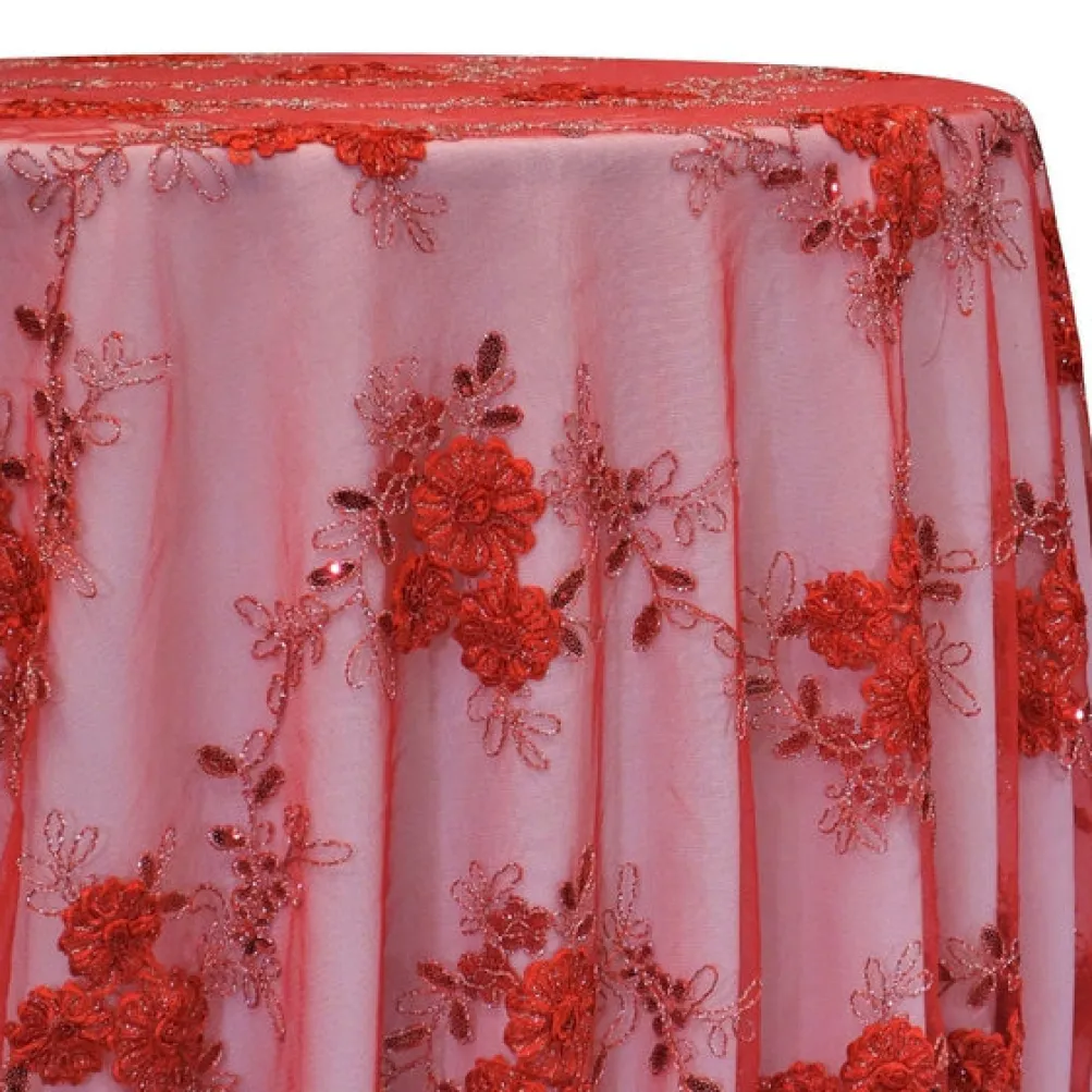 Ribbon Mesh Lace Table Linen in Red