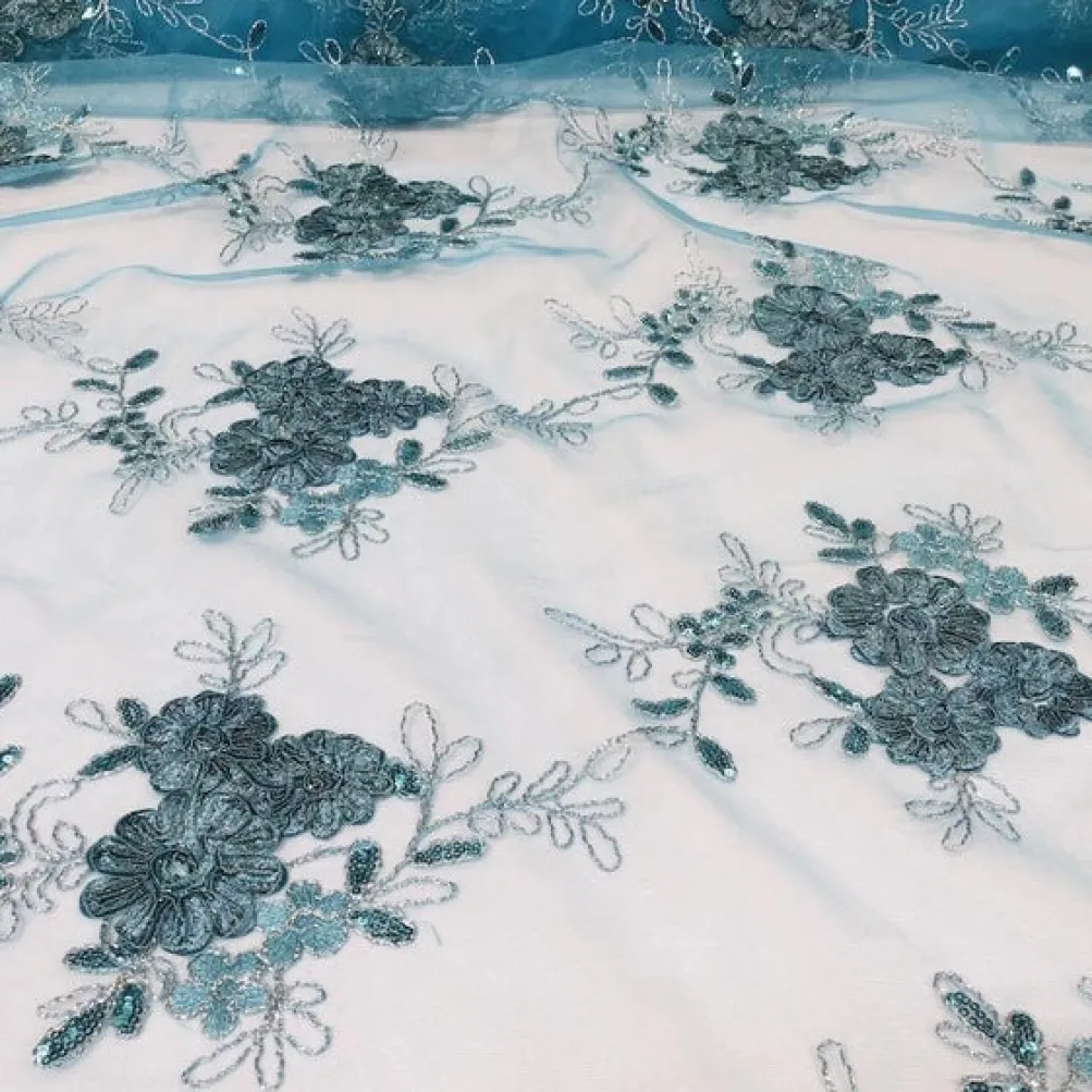Ribbon Mesh Lace Table Linen in Turquoise