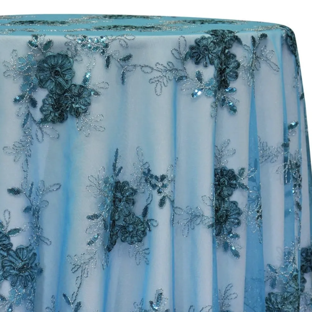 Ribbon Mesh Lace Table Linen in Turquoise