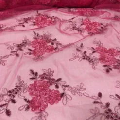 Ribbon Mesh Lace Table Linen in Fuchsia
