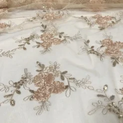 Ribbon Mesh Lace Table Linen in Champagne