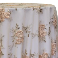 Ribbon Mesh Lace Table Linen in Champagne