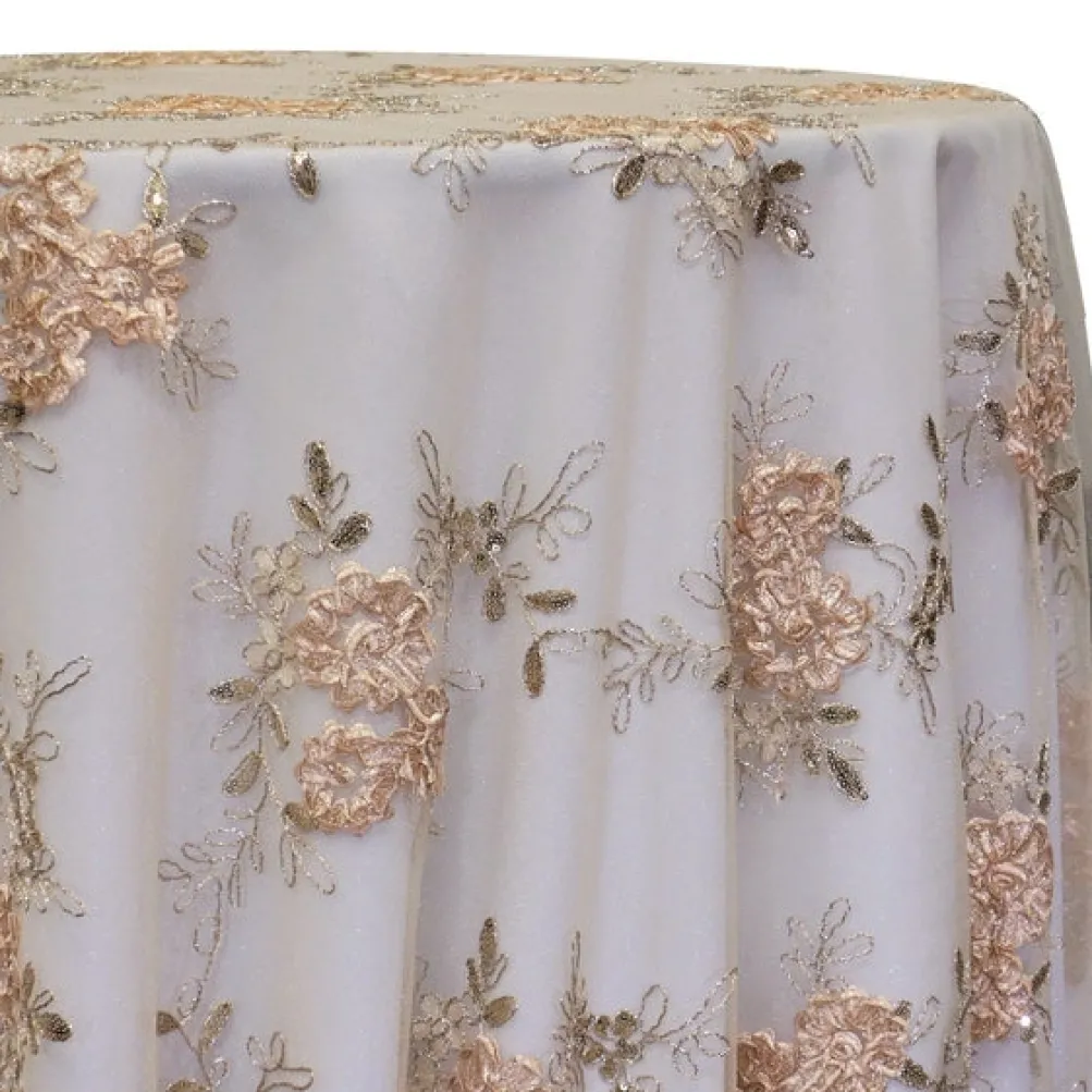 Ribbon Mesh Lace Table Linen in Champagne