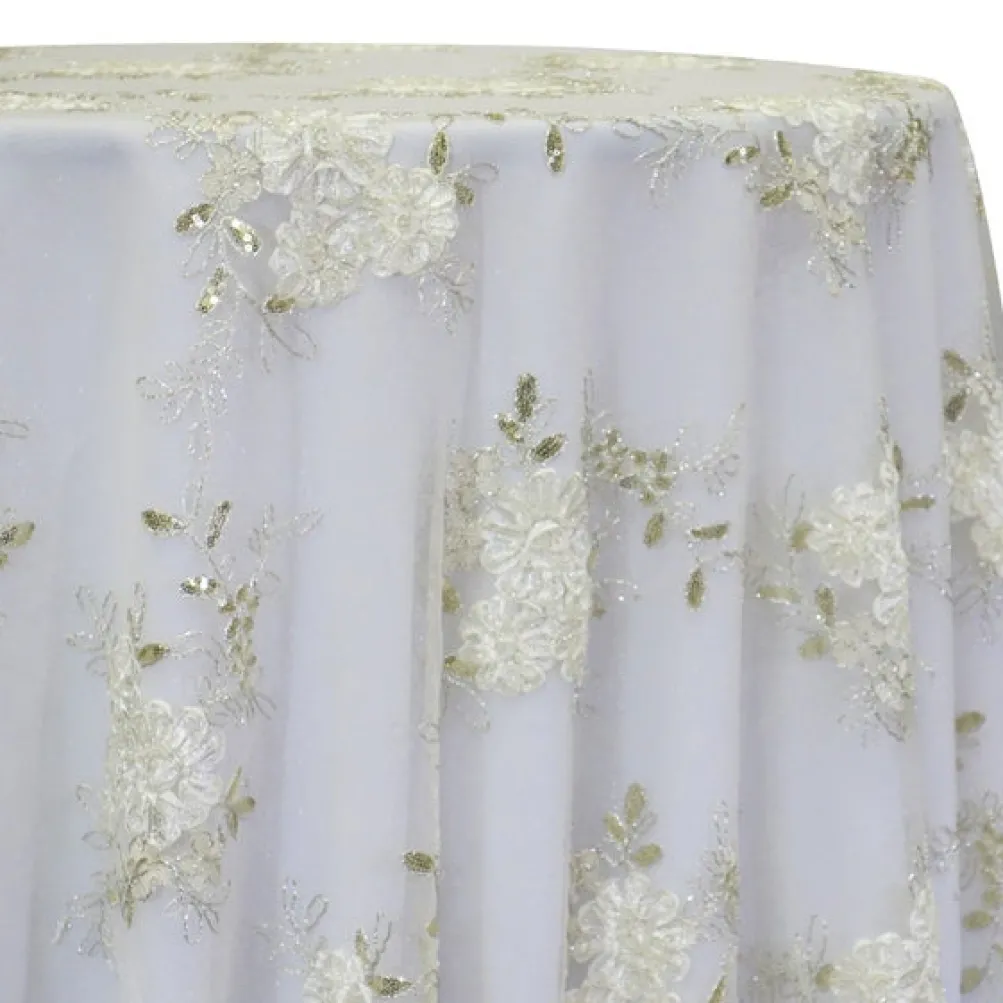 Ribbon Mesh Lace Table Linen in Ivory