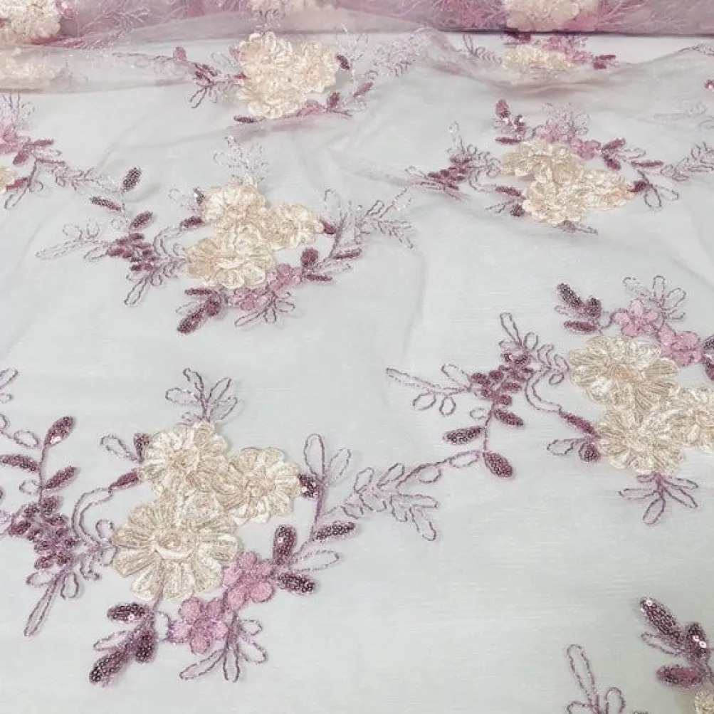 Ribbon Mesh Lace Table Linen in Blush Mix