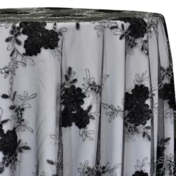 Ribbon Mesh Lace Table Linen in Black