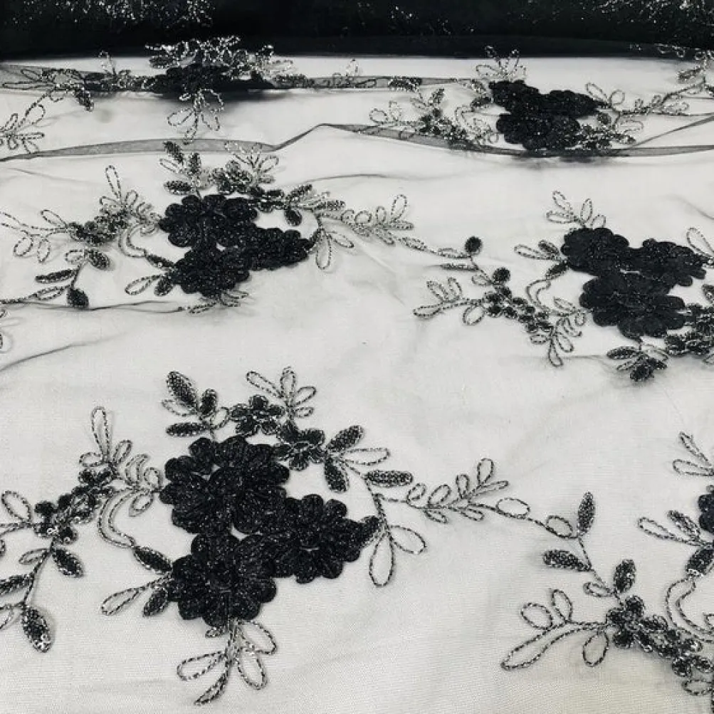 Ribbon Mesh Lace Table Linen in Black