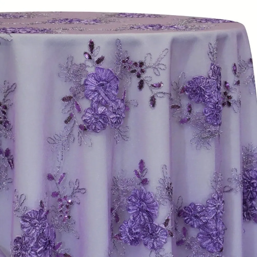 Ribbon Mesh Lace Table Linen in Purple