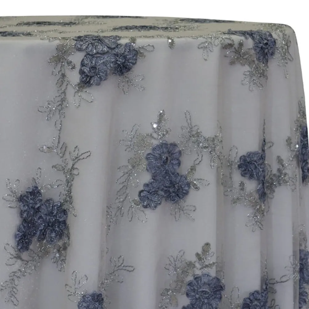 Ribbon Mesh Lace Table Linen in Silver