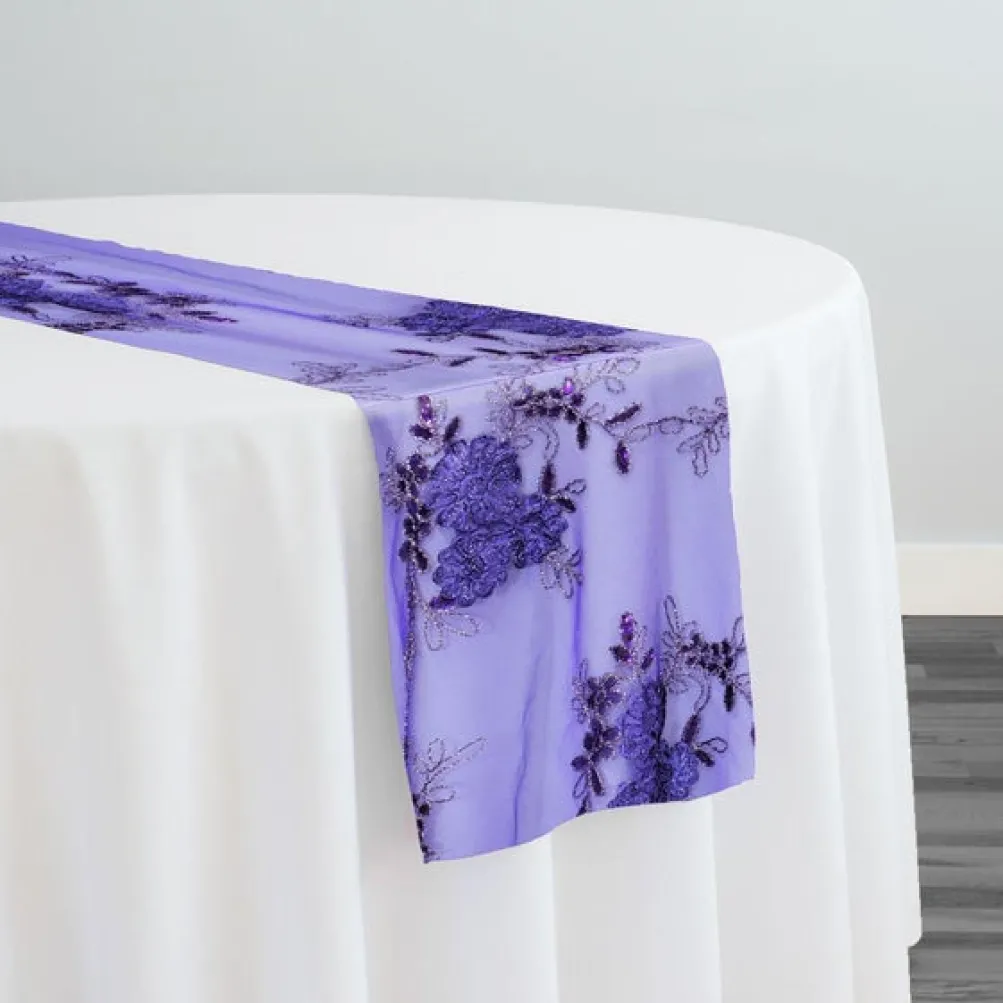 Ribbon Mesh Lace Table Runner in Lilac